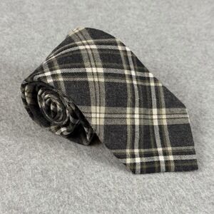 Onassis Plaid Cotton Neck Tie Brown Gray White Mens 3.25" Classic 58x3.1" NWT